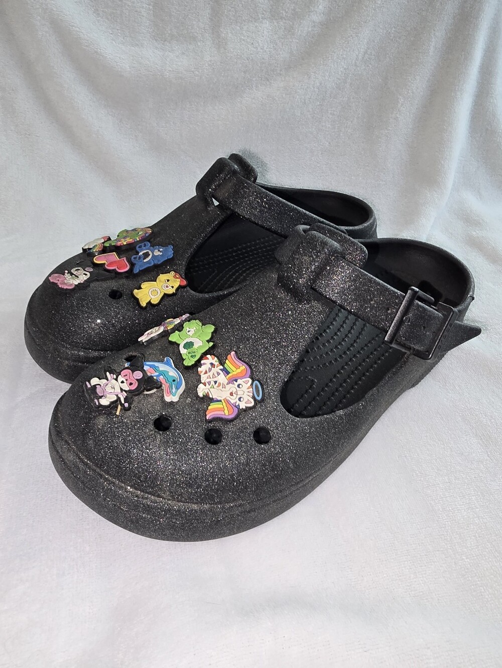 Crocs Women's Black Glitter Mary Jane Shoes Size 8